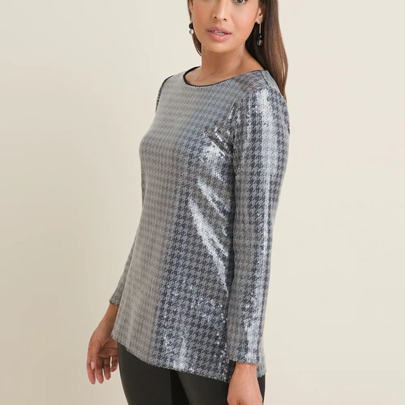 Chicos Houndstooth Sequin Tunic M - Picture 4 of 16